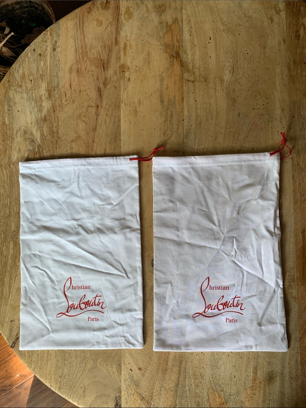 Christian Louboutin White Dust Bags with Red Logo - Pair